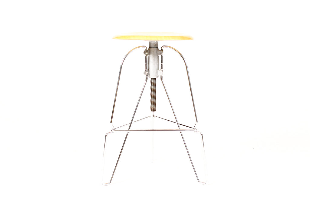 #2244  — Vintage Post Modern Chrome + Maple Model 6 Barstool — Jeff Covey for Herman Miller