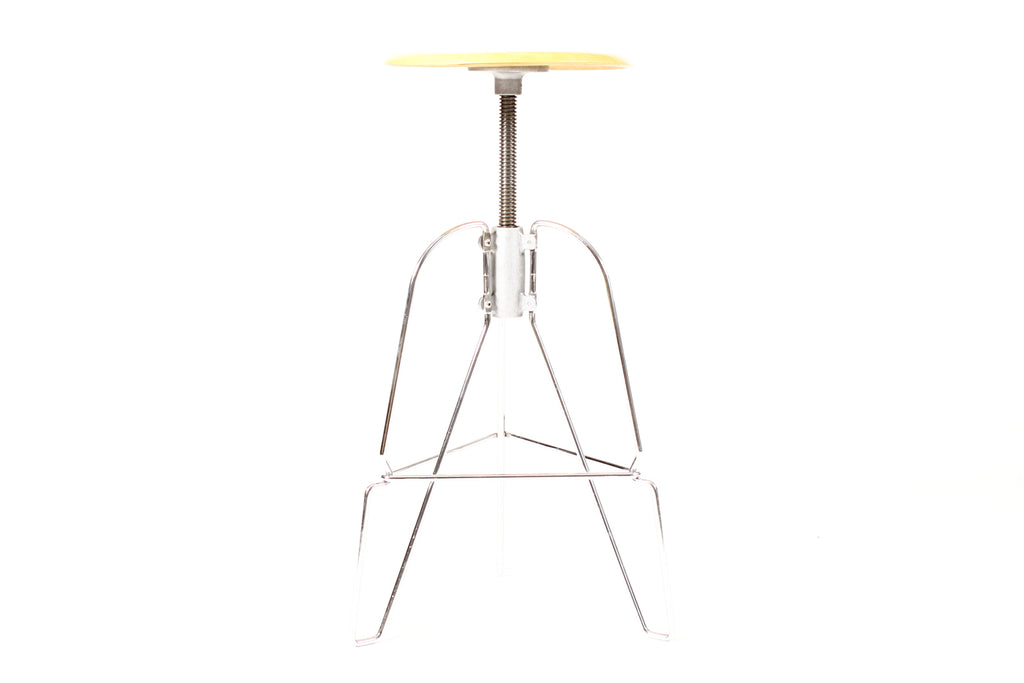 #2244  — Vintage Post Modern Chrome + Maple Model 6 Barstool — Jeff Covey for Herman Miller