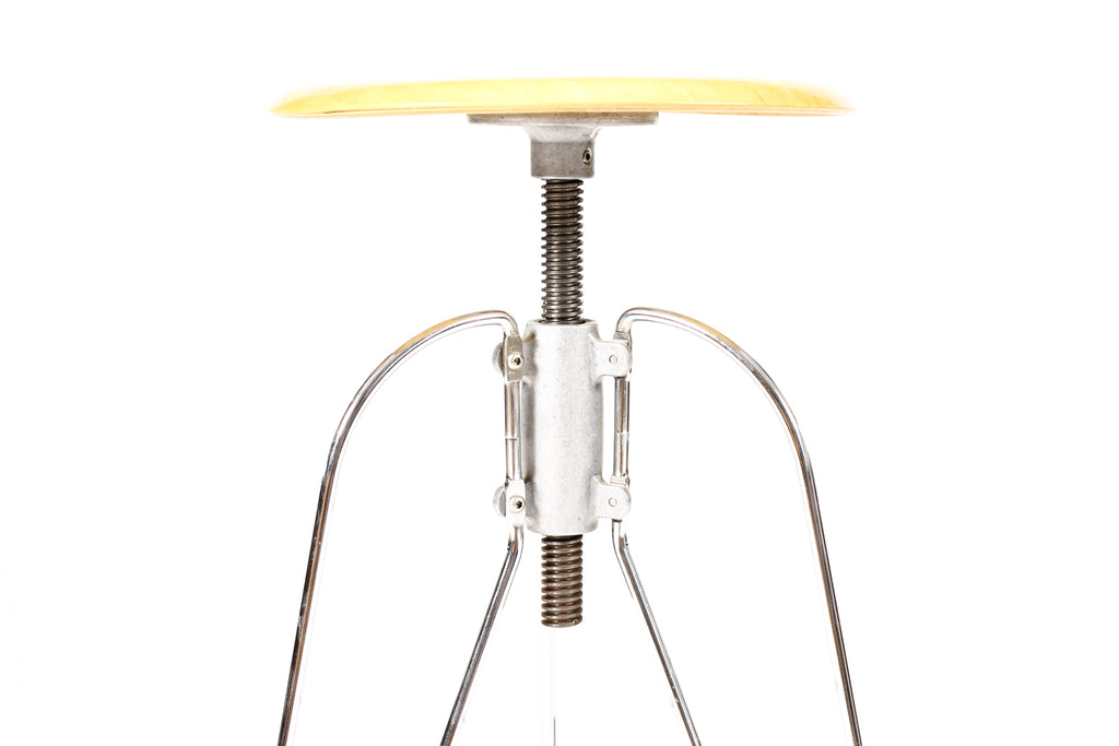 #2244  — Vintage Post Modern Chrome + Maple Model 6 Barstool — Jeff Covey for Herman Miller