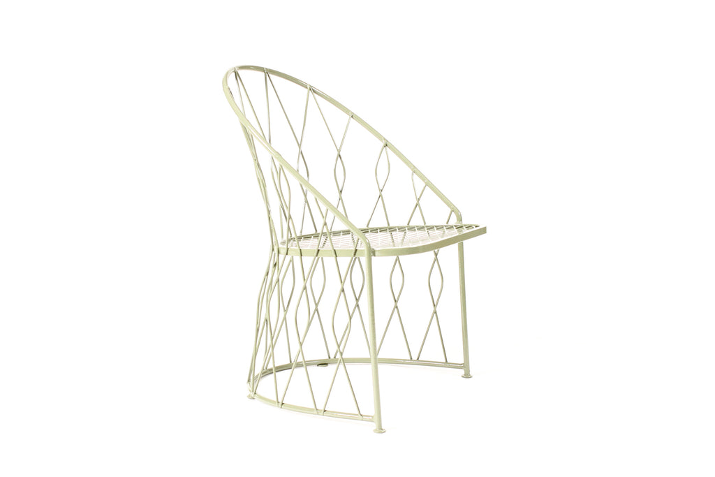 #2247 — Vintage Mid Century Jean Royere Style Wrought Iron Patio Chairs — John Salterini — Set of Four