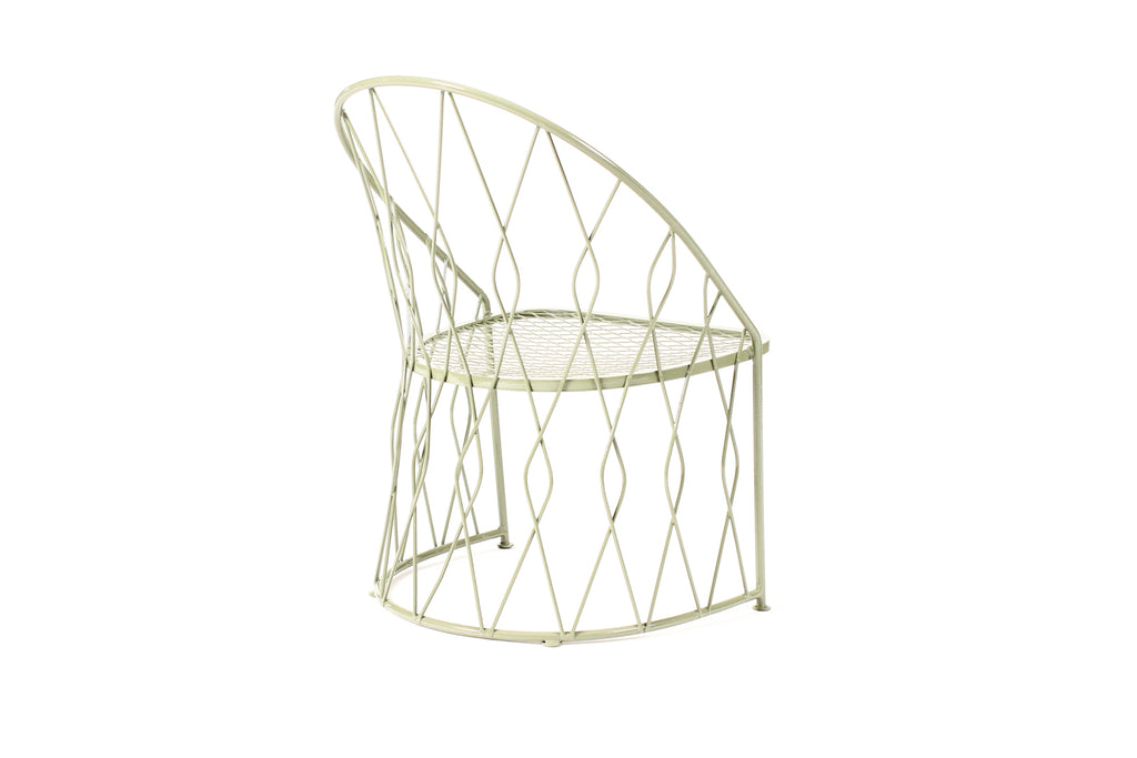 #2247 — Vintage Mid Century Jean Royere Style Wrought Iron Patio Chairs — John Salterini — Set of Four