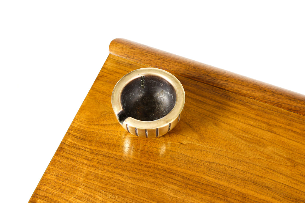 #2211 — Vintage Mid Century Brass Round Ashtray — Ben Seibel for Jenfred Ware