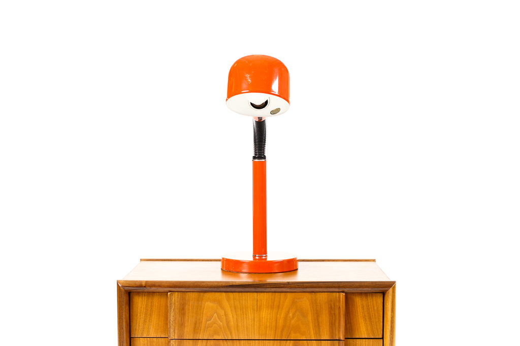 #2221 —  Vintage Mid Century 70’s Era Space Age Gooseneck Desk Lamp — Red Enamel