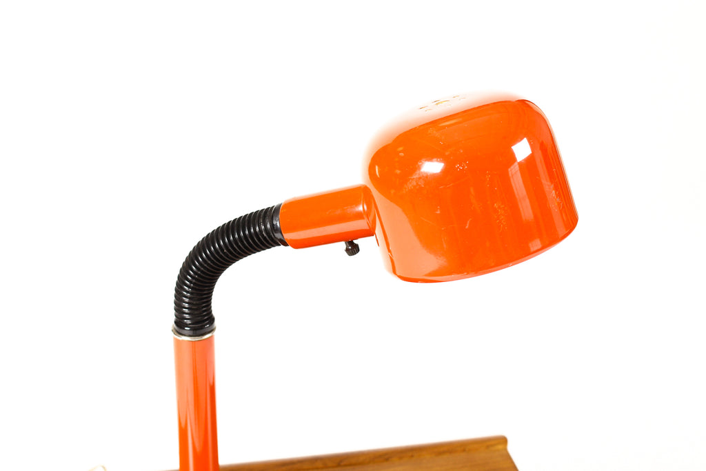 #2221 —  Vintage Mid Century 70’s Era Space Age Gooseneck Desk Lamp — Red Enamel