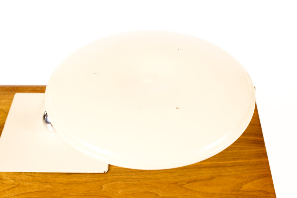 #2222 — Mid Century Vintage Sight Light Flying Saucer Desk Lamp - Taupe + Chrome