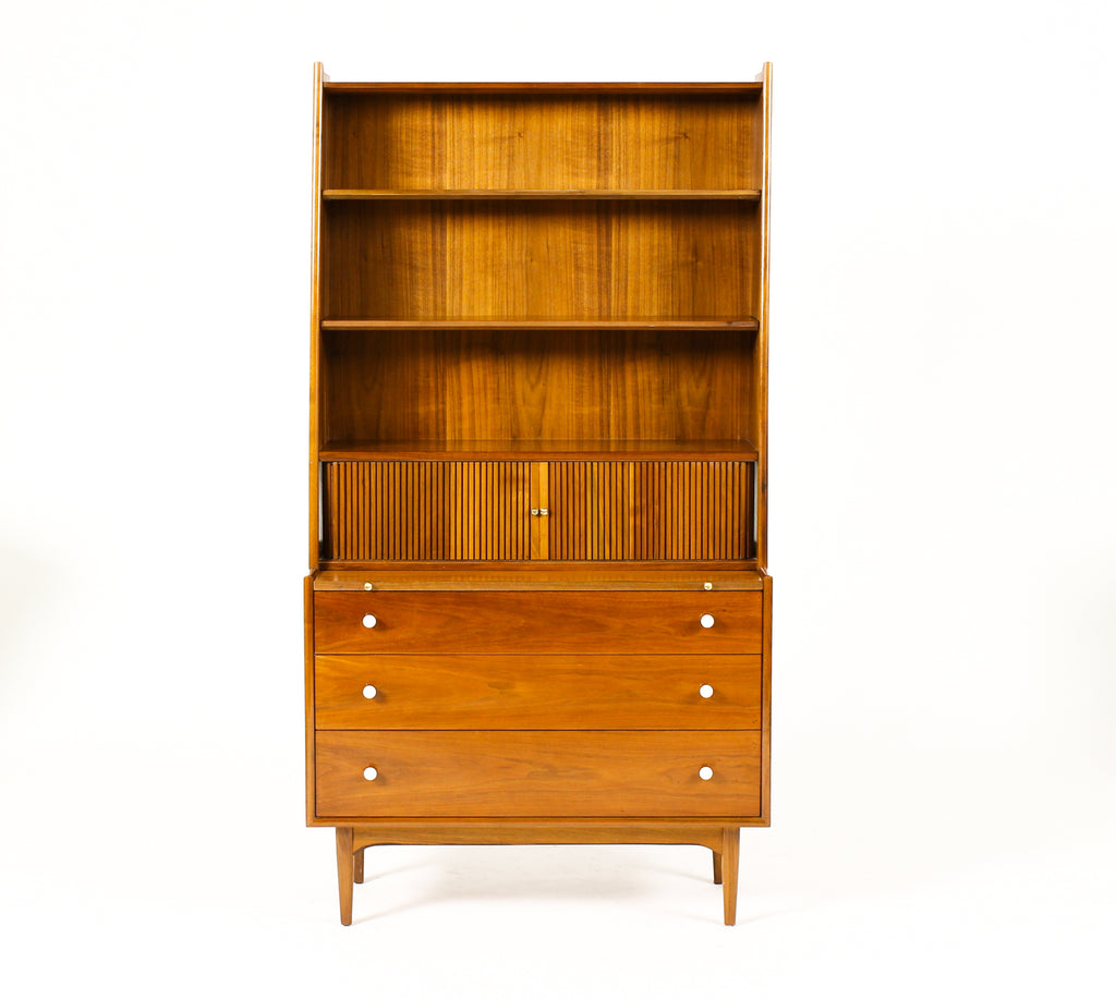 #2240 —Vintage Mid Century Walnut Secretary Desk / Bookcase — Kipp Stewart for Drexel