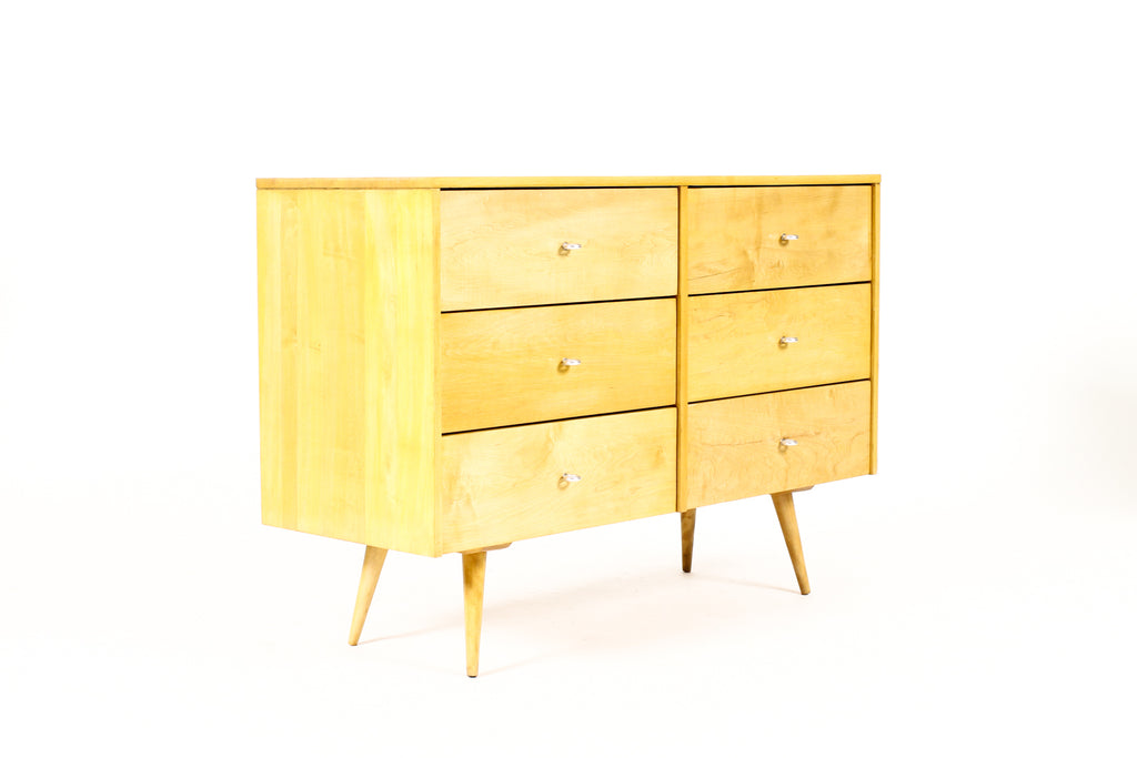 #2233 — Mid Century Vintage Paul McCobb Planner Group Maple Low Dresser — 6 drawer