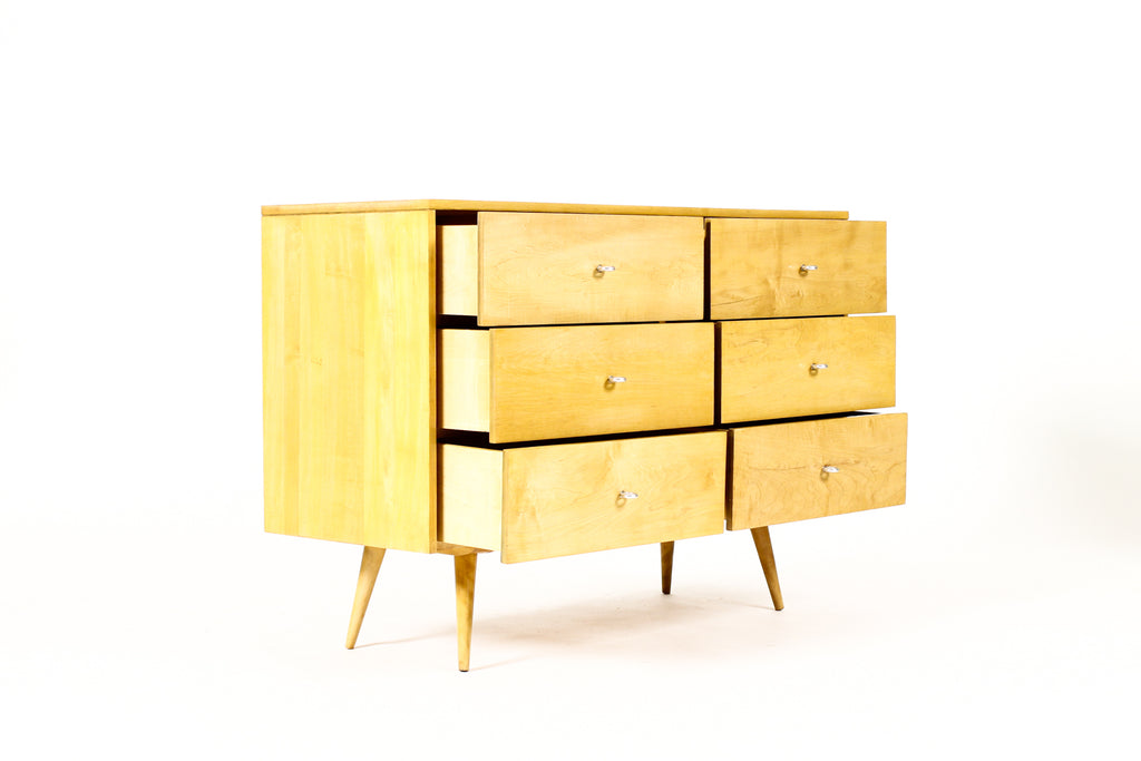 #2233 — Mid Century Vintage Paul McCobb Planner Group Maple Low Dresser — 6 drawer