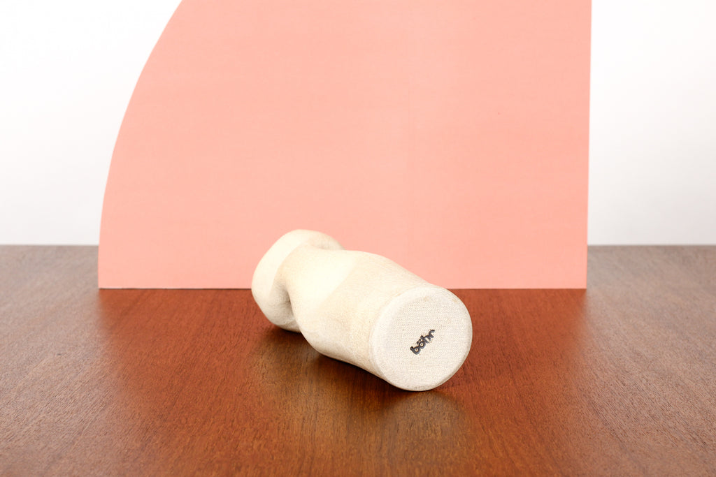 #1779 — Organic Modern / Primitive  Sculptural Extruded Ceramic Stem Vase — Three Pinch — White Stoneware