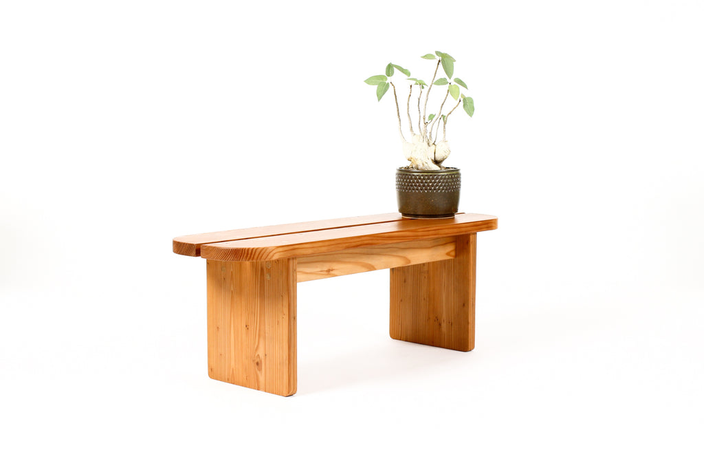 #2081 — Custom Modernist California Heart Redwood Rift Bench — Indoor / Outdoor — White Oak Detailing