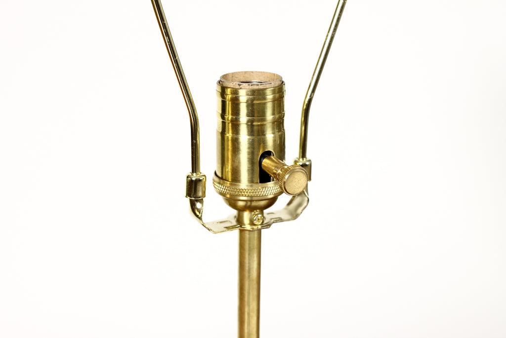 #1942 - Studio Craft Walnut Conical Table Lamps — Lathe Turned with Brass Detailing — Pair — TL-11