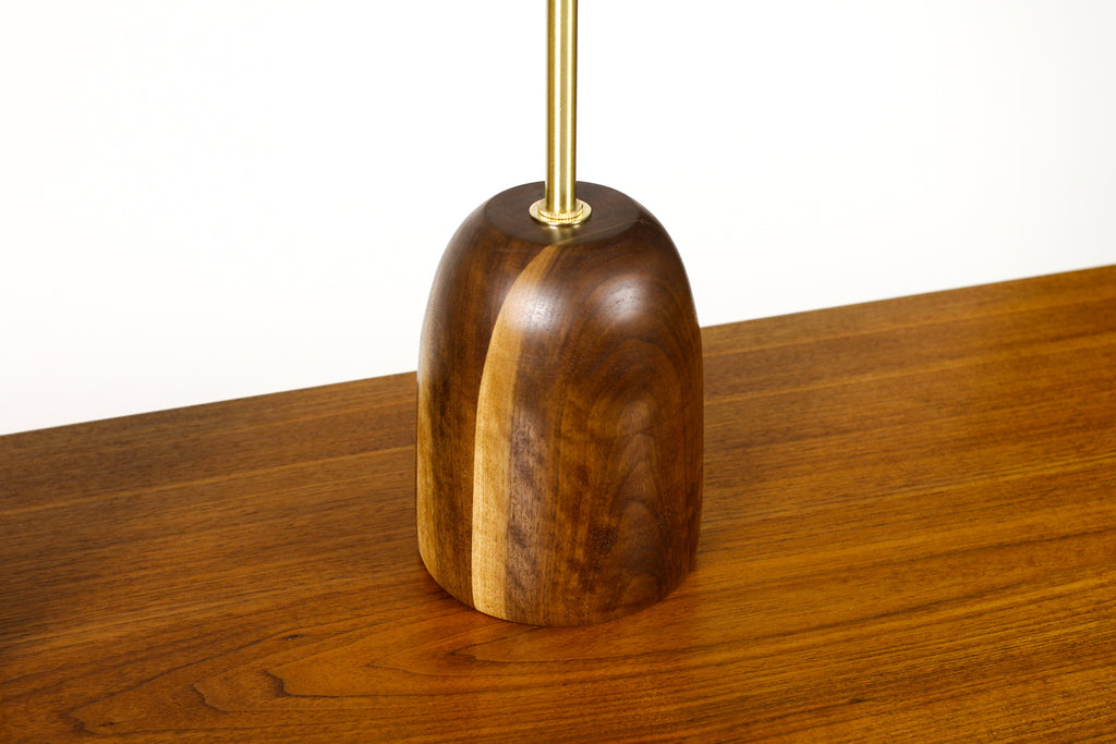 #1942 - Studio Craft Walnut Conical Table Lamps — Lathe Turned with Brass Detailing — Pair — TL-11