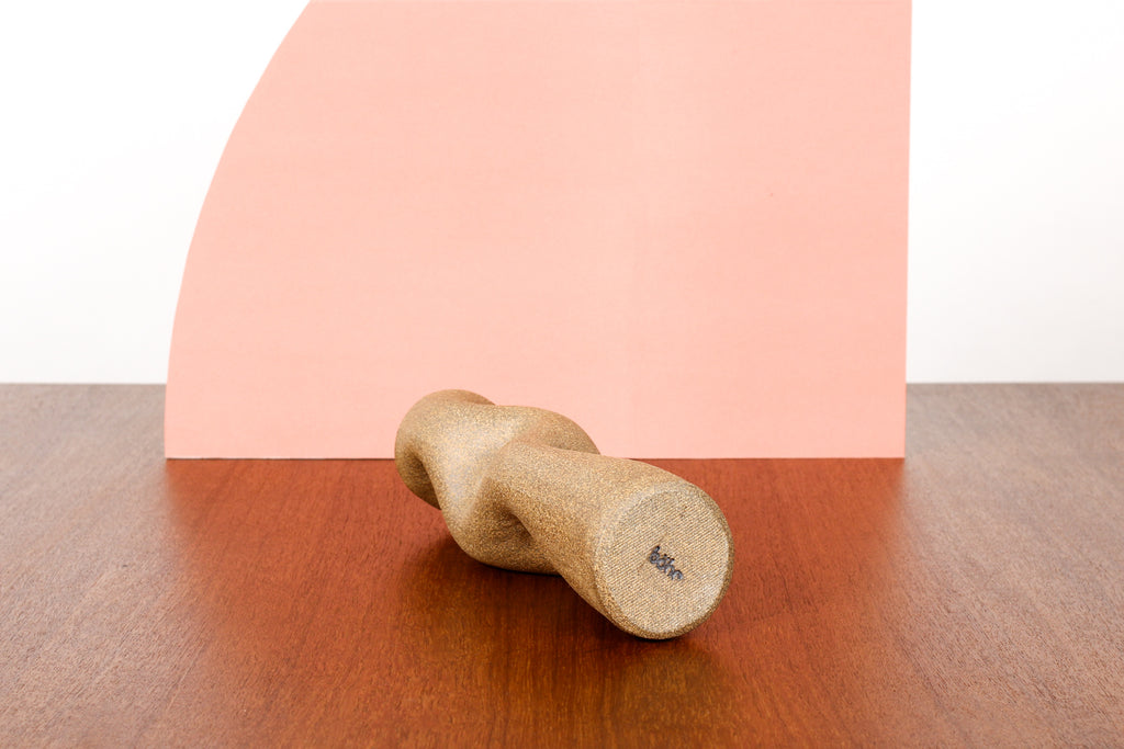 #1778 — Organic Modern / Primitive  Sculptural Extruded Ceramic Stem Vase — Three Pinch — Red Stoneware