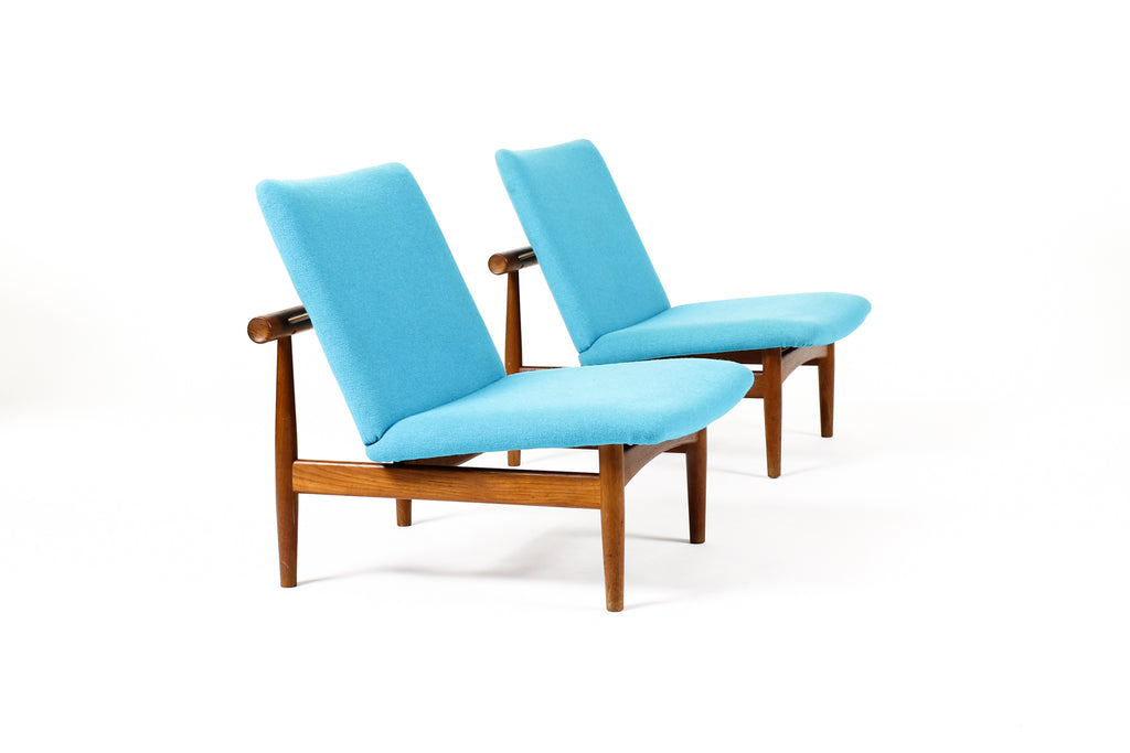 #2096 – Danish Modern / Mid Century Teak ‘Japan’ Lounge Chairs – Finn Juhl for France + Son — Pair — Restoration Included