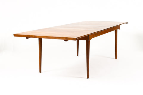 #2082 — Danish Modern / Mid Century Teak Dining Table — Finn Juhl FD-540 for France + Son — Two Leaves