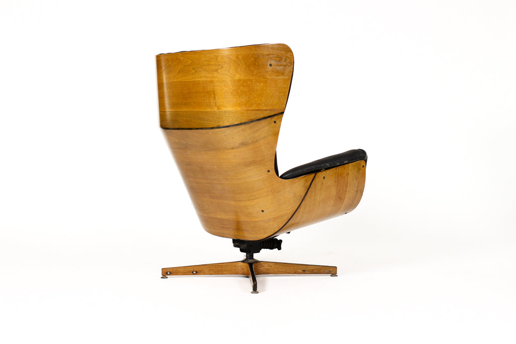 #2006 — Vintage Mid Century Plycraft Walnut George Mulhauser Lounge Chair + Ottoman — Mr. Chair — Restoration Included