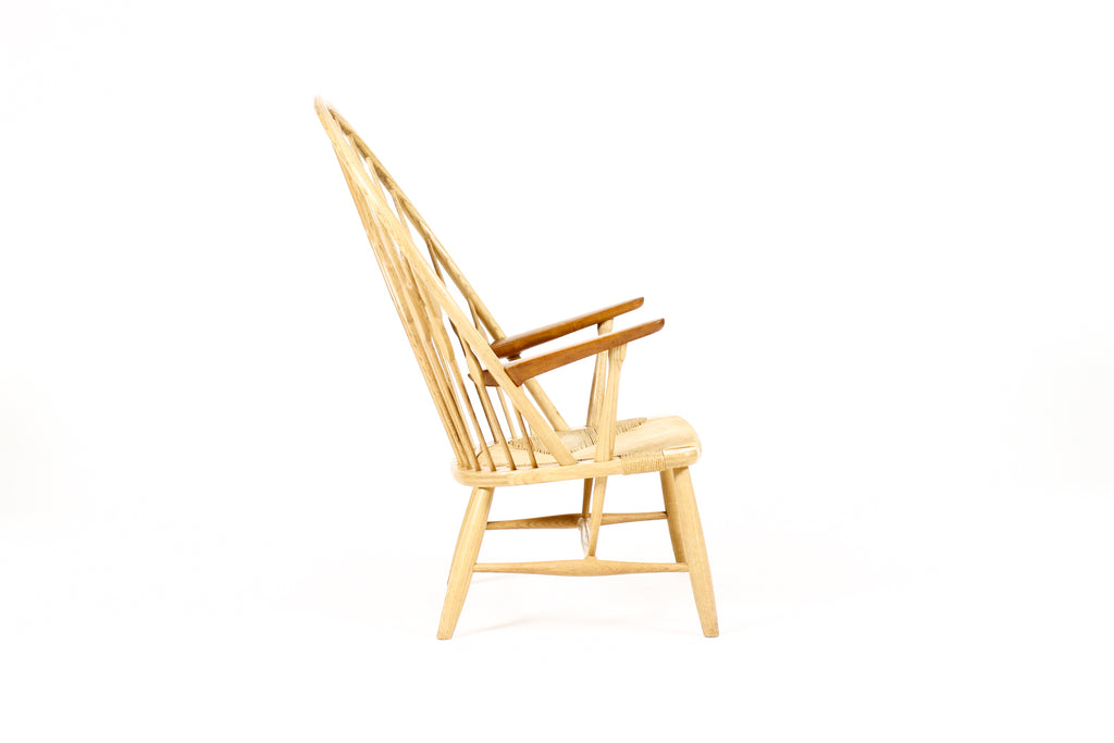 #2095 – Danish Modern / Mid Century Peacock Lounge Armchair– Hans Wegner for Johannes Hansen —  Ash + Teak
