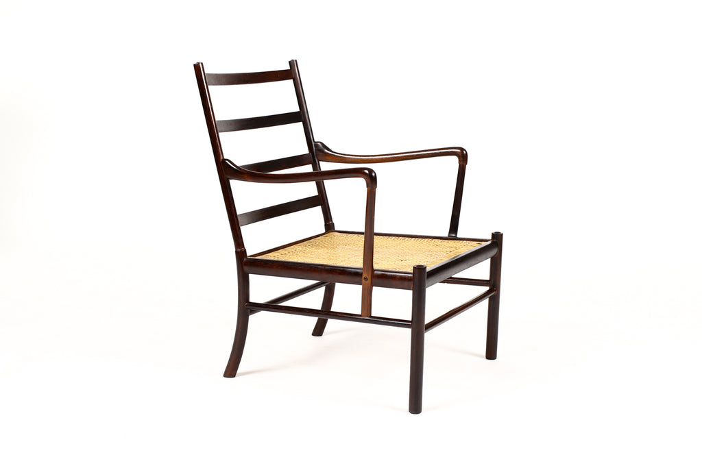 #1765 – Danish Modern / Mid Century Rosewood Colonial Armchair – Ole Wanscher for Poul Jeppesen – Cognac leather
