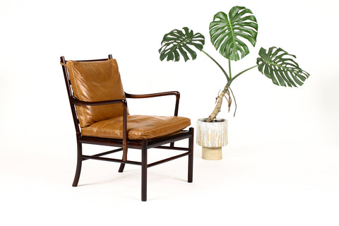 #1765 – Danish Modern / Mid Century Rosewood Colonial Armchair – Ole Wanscher for Poul Jeppesen – Cognac leather