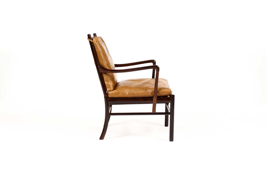 #1765 – Danish Modern / Mid Century Rosewood Colonial Armchair – Ole Wanscher for Poul Jeppesen – Cognac leather
