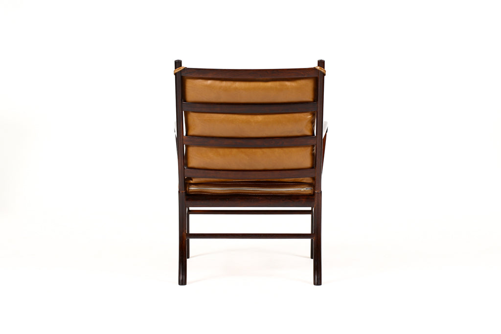 #1765 – Danish Modern / Mid Century Rosewood Colonial Armchair – Ole Wanscher for Poul Jeppesen – Cognac leather