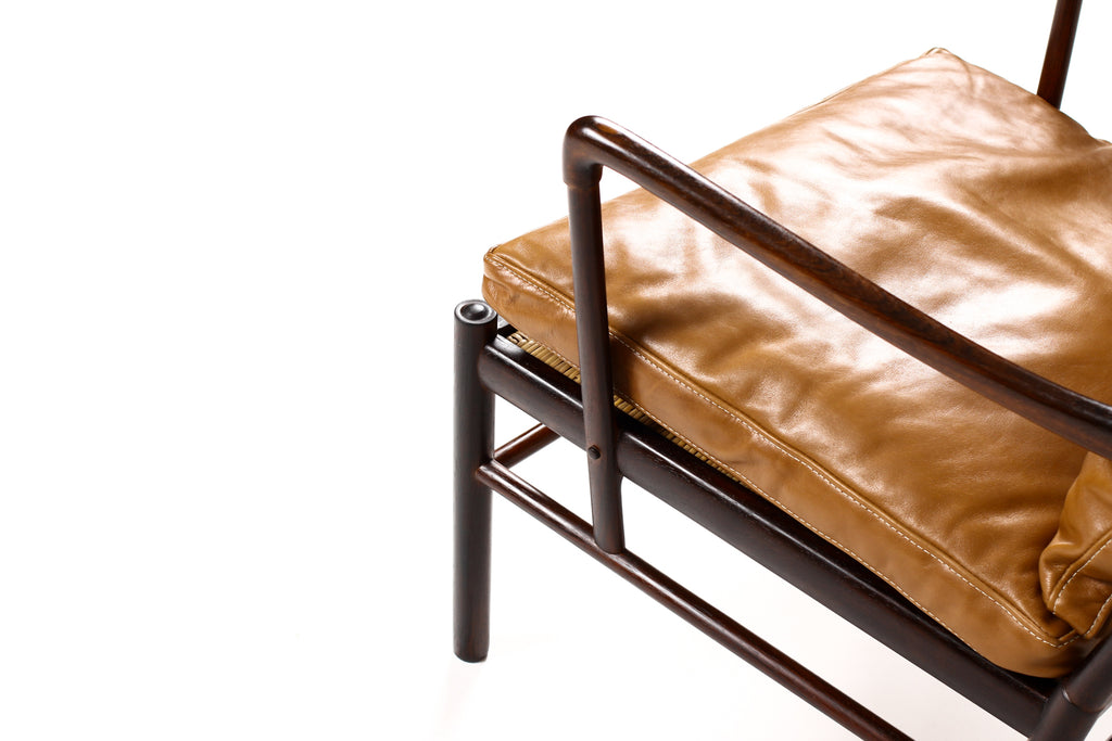 #1765 – Danish Modern / Mid Century Rosewood Colonial Armchair – Ole Wanscher for Poul Jeppesen – Cognac leather