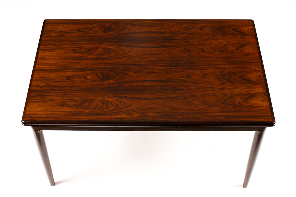 #1733 — Danish Modern / Mid Century Rosewood Dining Table — Rectangular Draw Leaf — Axel Christiansen for ACO Mobler