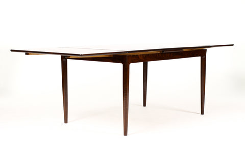 #1733 — Danish Modern / Mid Century Rosewood Dining Table — Rectangular Draw Leaf — Axel Christiansen for ACO Mobler