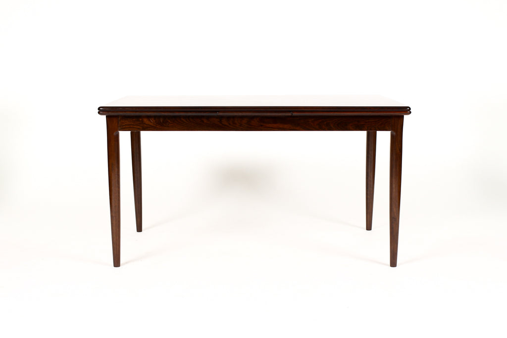 #1733 — Danish Modern / Mid Century Rosewood Dining Table — Rectangular Draw Leaf — Axel Christiansen for ACO Mobler