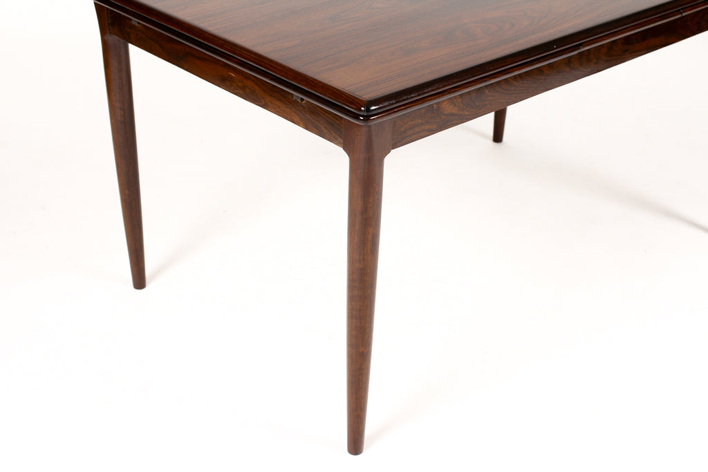 #1733 — Danish Modern / Mid Century Rosewood Dining Table — Rectangular Draw Leaf — Axel Christiansen for ACO Mobler