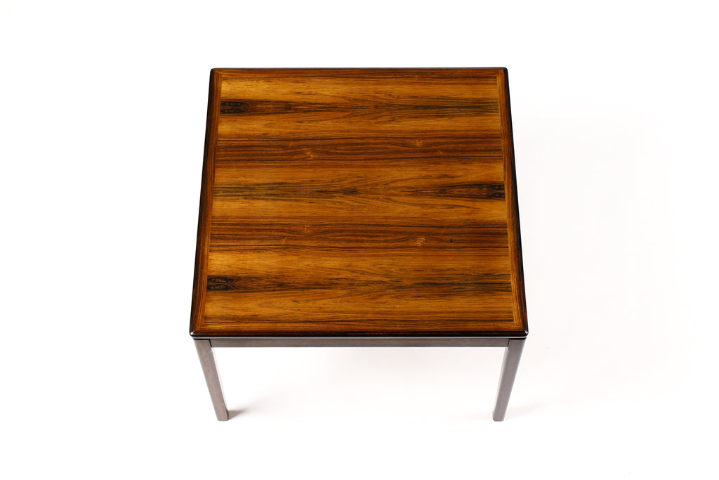 #1979 — Danish Modern / Mid Century Large Square Rosewood Coffee / Side table — Figural Grain