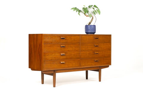 #2015 — Danish Modern / Mid Century Teak Low Dresser — Borge Mogensen for Søborg Møbelfabrik — 8 Drawers — A