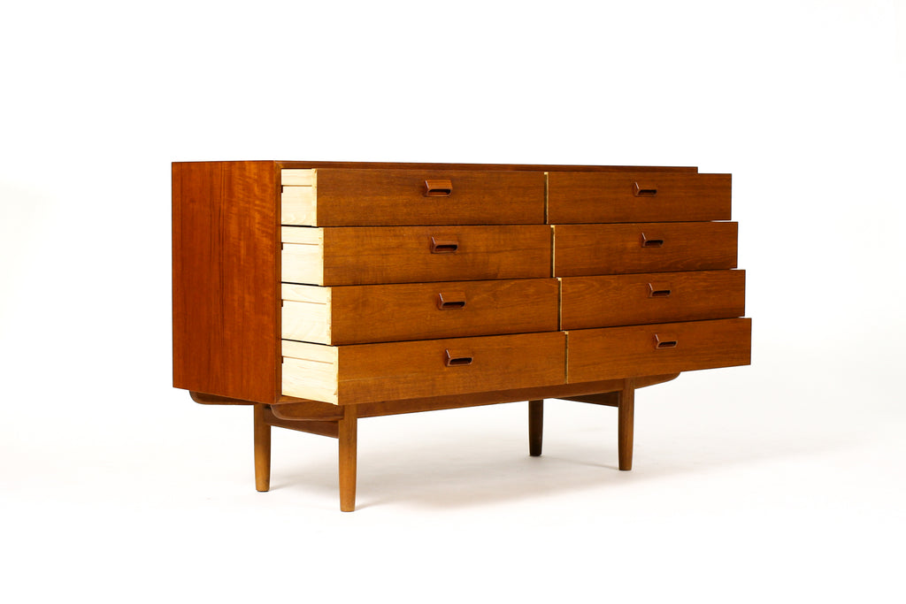 #2014 — Danish Modern / Mid Century Teak Low Dresser — Borge Mogensen for Søborg Møbelfabrik — 8 Drawers — B