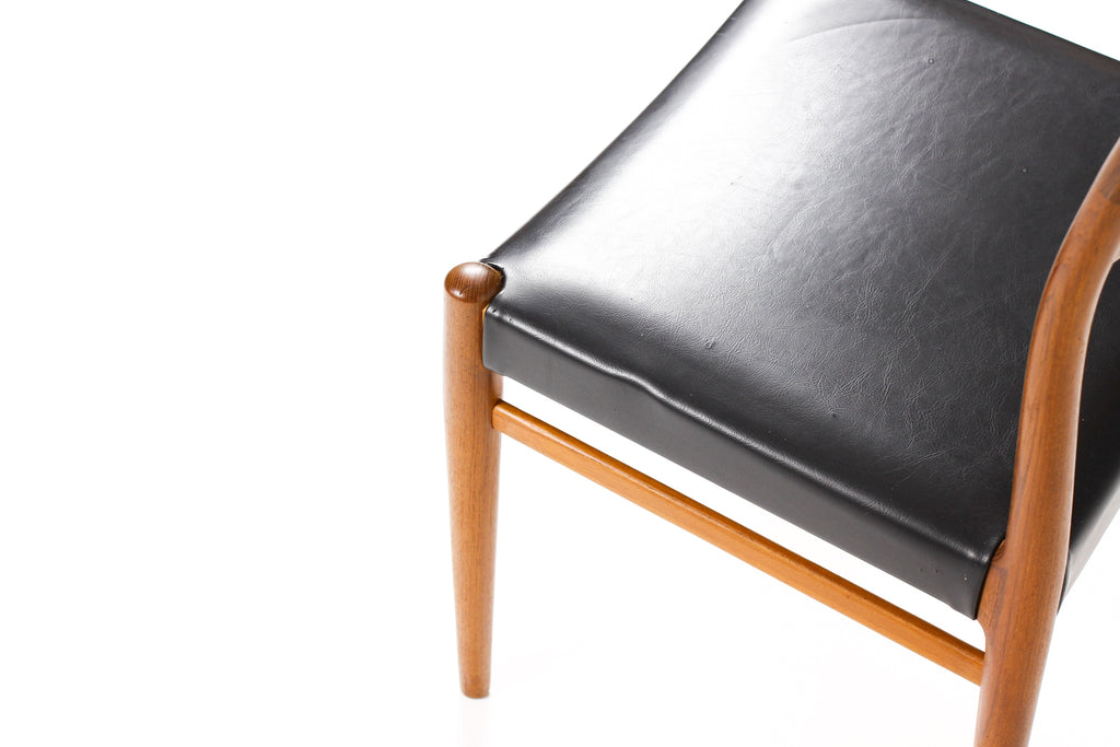 #2088 — Danish Modern / Mid Century Teak Model 145 Dining Chair — Alf Aarseth for Gustav Bahus — Black vinyl