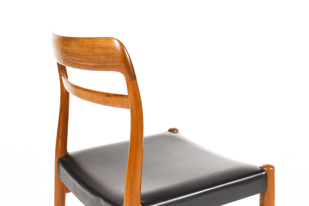 #2088 — Danish Modern / Mid Century Teak Model 145 Dining Chair — Alf Aarseth for Gustav Bahus — Black vinyl