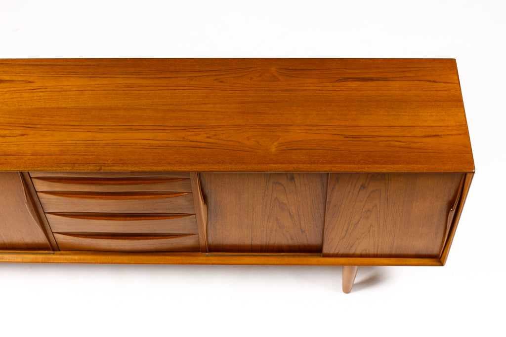 #2021— Danish modern / Mid Century Teak Credenza / Sideboard — Sliding Doors — Dyrlund