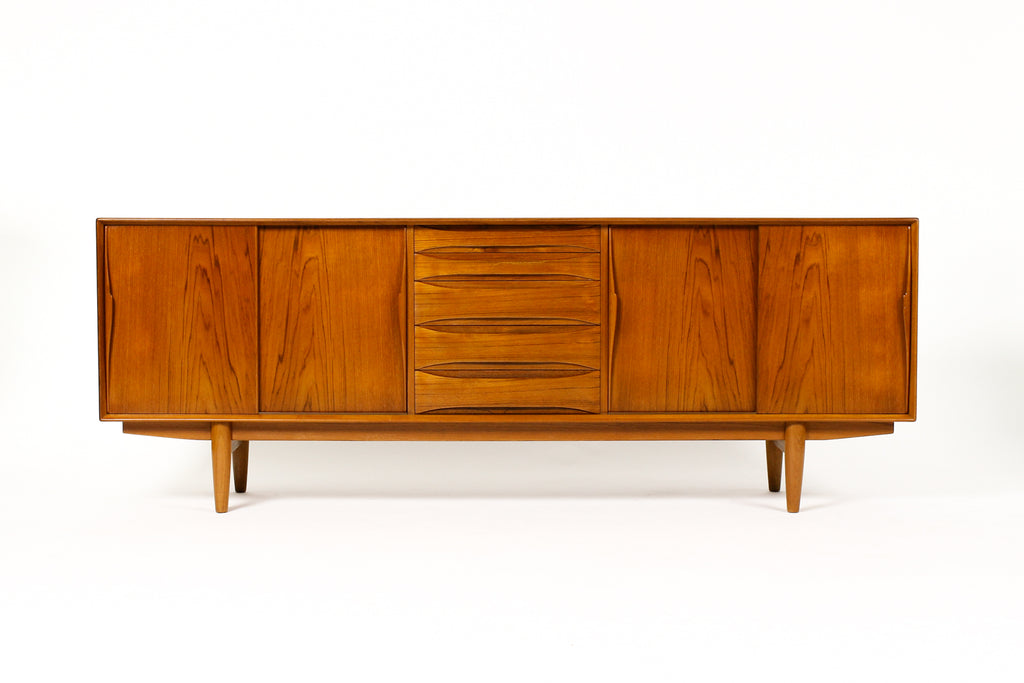 #2021— Danish modern / Mid Century Teak Credenza / Sideboard — Sliding Doors — Dyrlund