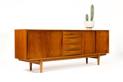 #2021— Danish modern / Mid Century Teak Credenza / Sideboard — Sliding Doors — Dyrlund
