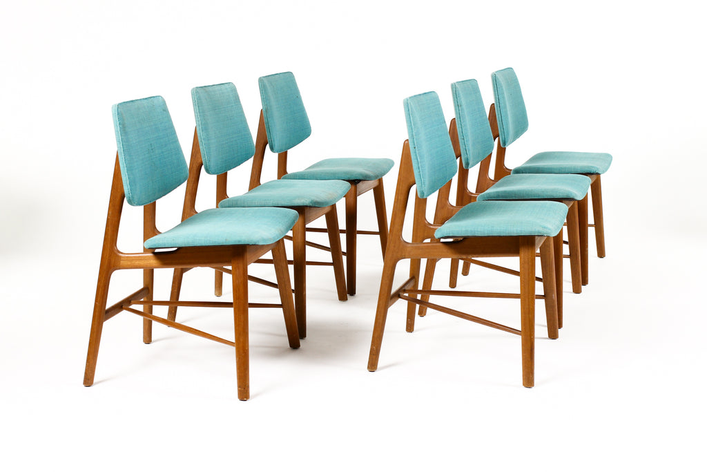 #2084 – Danish Modern / Mid Century Teak Dining Chairs – Louis Van Teeffelen for Webe – Set of 6 – Restoration Included