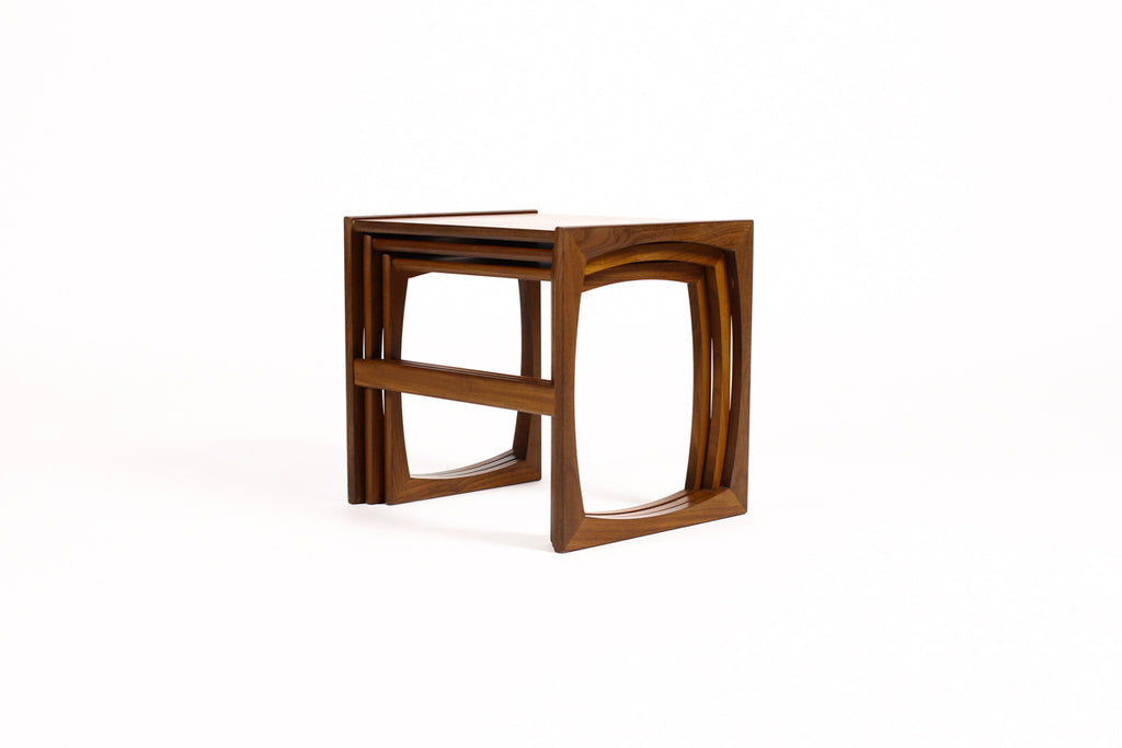 #1264 - Danish Modern / Mid Century Teak Nesting Tables (set of 3) Straight side Profile - G Plan