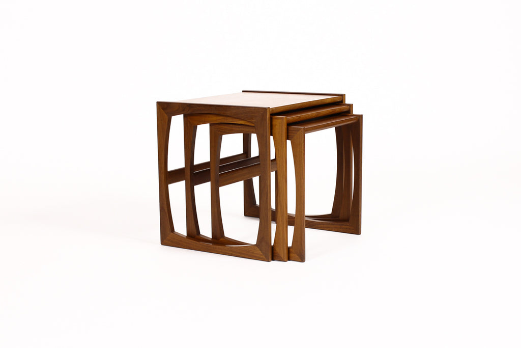 #1264 - Danish Modern / Mid Century Teak Nesting Tables (set of 3) Straight side Profile - G Plan