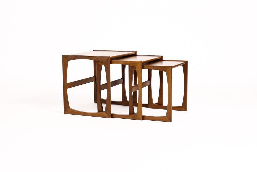 #1264 - Danish Modern / Mid Century Teak Nesting Tables (set of 3) Straight side Profile - G Plan