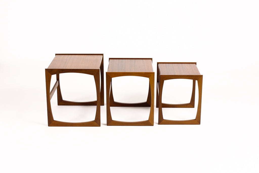 #1264 - Danish Modern / Mid Century Teak Nesting Tables (set of 3) Straight side Profile - G Plan