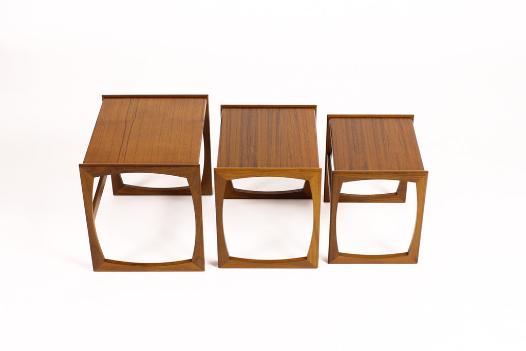 #1264 - Danish Modern / Mid Century Teak Nesting Tables (set of 3) Straight side Profile - G Plan