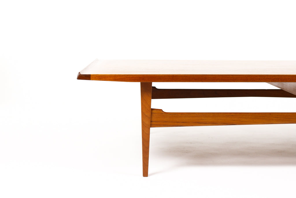 #2051 — Danish Modern / Mid Century Rectangular Large Teak Coffee Table — Moreddi — Single Drawer