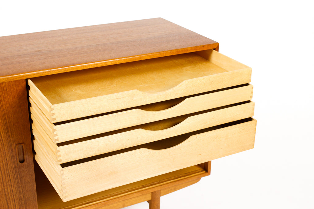 #2103 — Danish Modern / Mid Century Teak Credenza / Sideboard— Borge Mogensen for Søborg — Sliding Doors