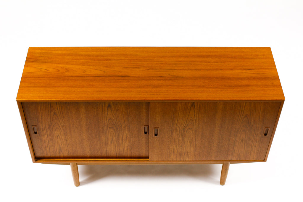 #2103 — Danish Modern / Mid Century Teak Credenza / Sideboard— Borge Mogensen for Søborg — Sliding Doors