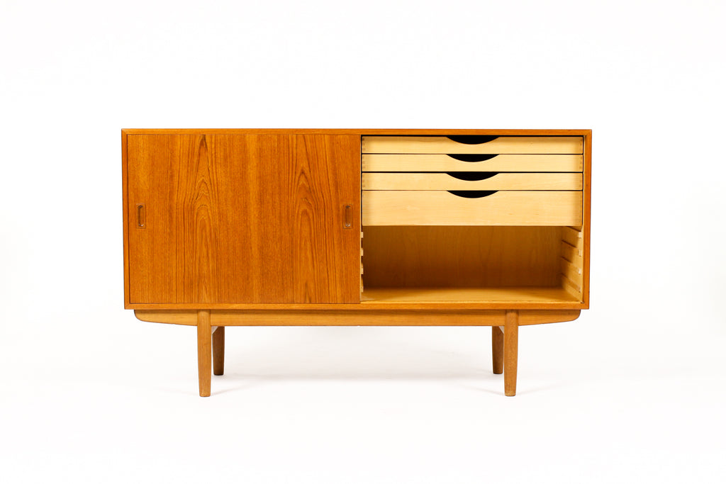#2103 — Danish Modern / Mid Century Teak Credenza / Sideboard— Borge Mogensen for Søborg — Sliding Doors