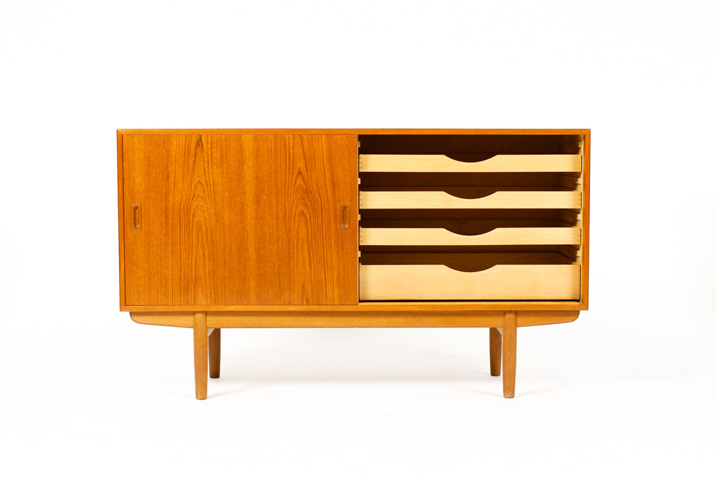 #2103 — Danish Modern / Mid Century Teak Credenza / Sideboard— Borge Mogensen for Søborg — Sliding Doors