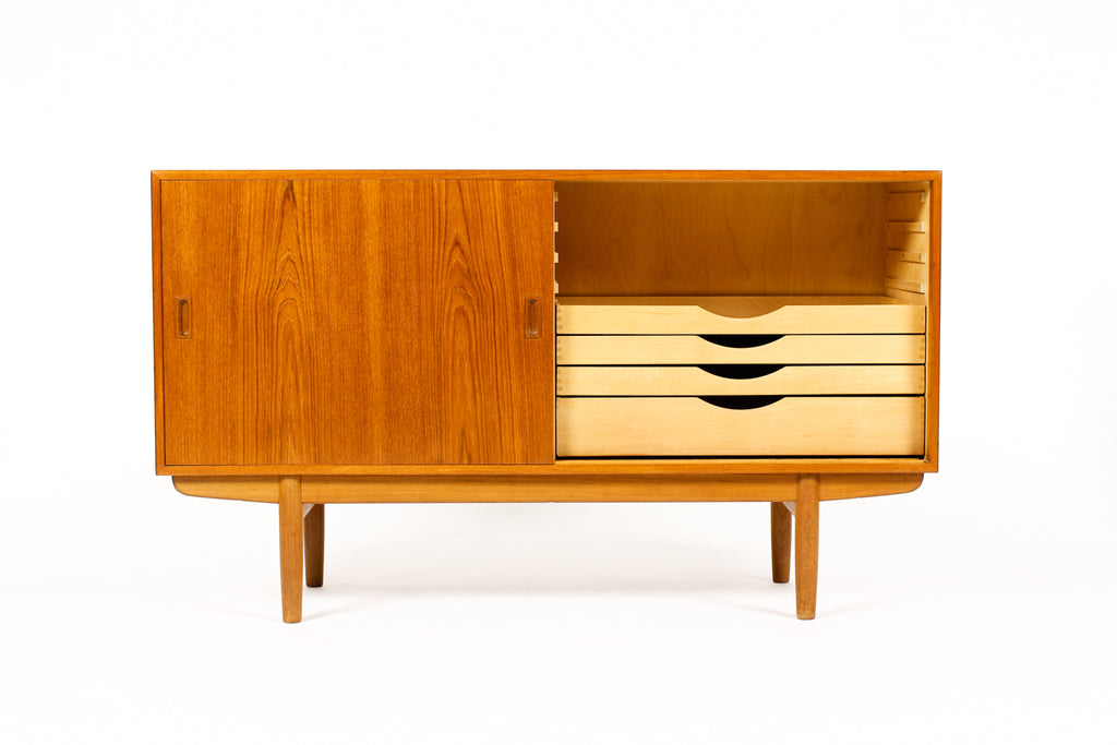 #2103 — Danish Modern / Mid Century Teak Credenza / Sideboard— Borge Mogensen for Søborg — Sliding Doors